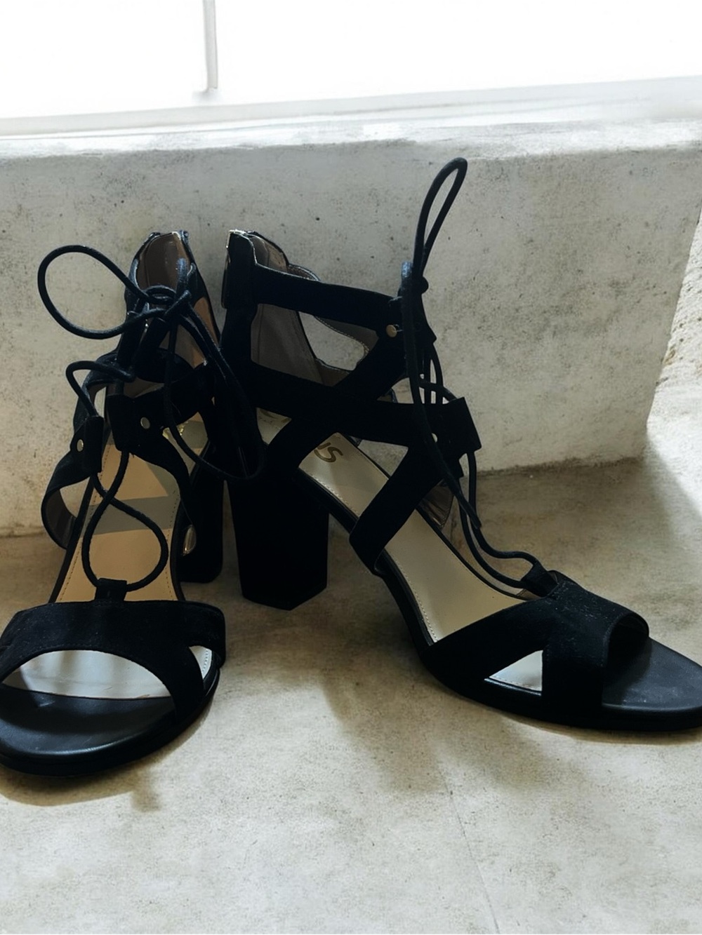 Circus by Sam Edelman Black Lace-Up Block Heels